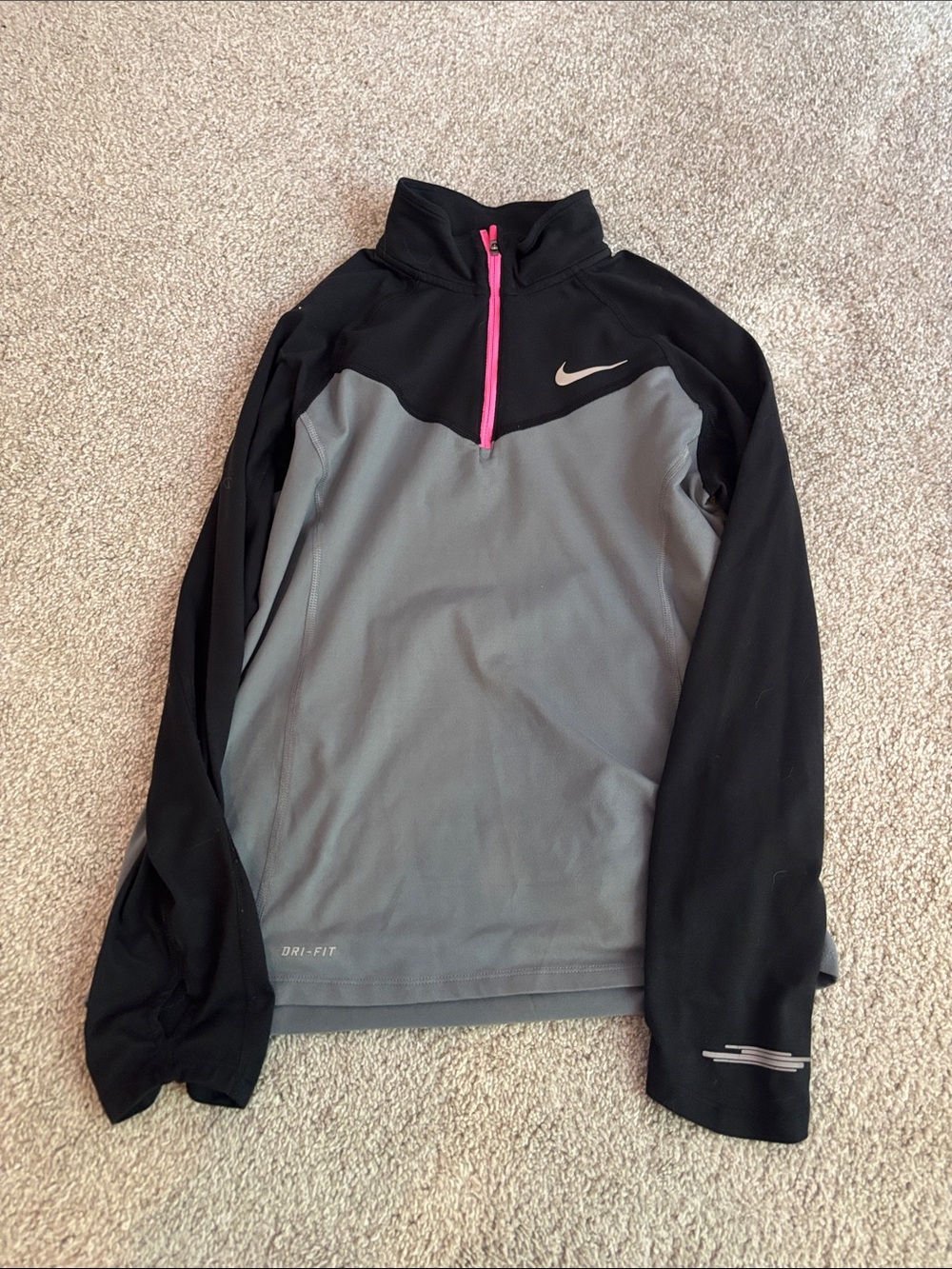 Nike Women's Black & Gray Dri-FIT Half-Zip Jacket with Pink Zip